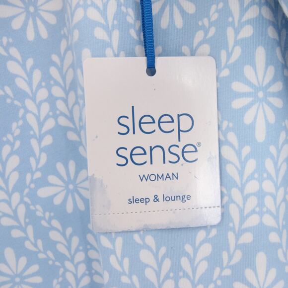 Sleep Sense Pajama Top Blue White Floral Pattern Scoop Neck Long Sleeve Size 3X - Picture 7 of 10